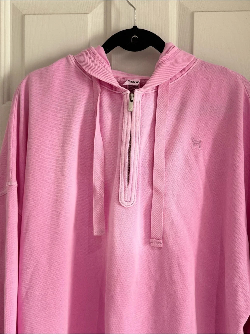 PINK Victoria's Secret Pink Half-Zip Hoodie Pullover Oversized - Picture 4 of 12